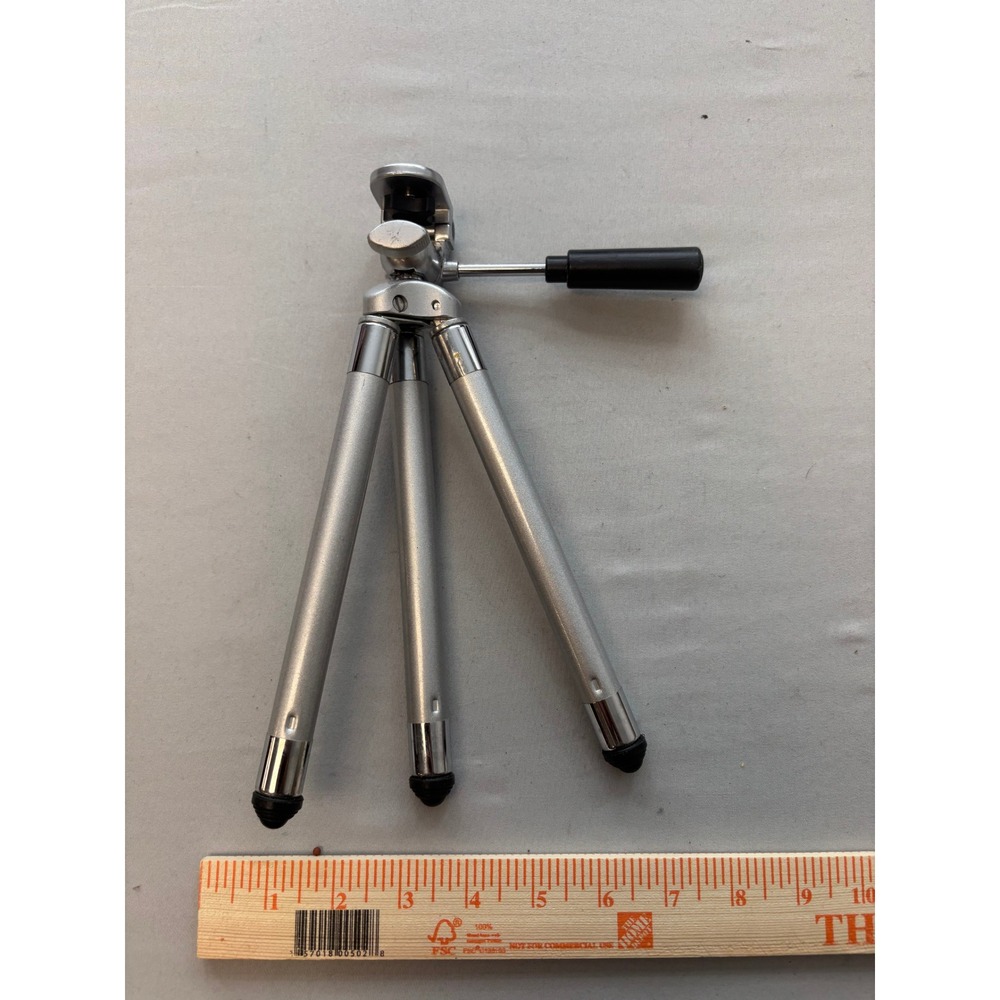 Vintage Silver Aluminum Tabletop Mini Tripod for Parts or Repair Untested